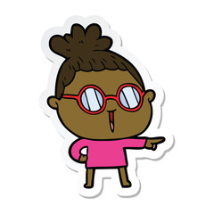 sticker of a cartoon woman wearing spectacles
