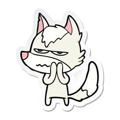 sticker of a cartoon annoyed wolf