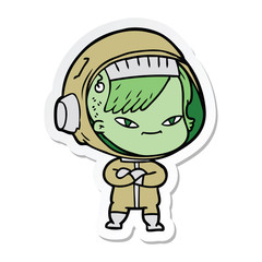 sticker of a cartoon astronaut woman