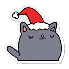 christmas sticker cartoon of kawaii cat