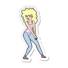 sticker of a cartoon woman posing
