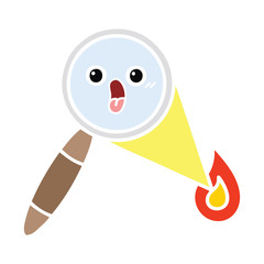 flat color retro cartoon magnifying glass