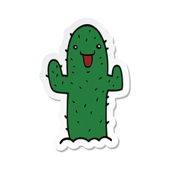sticker of a cartoon cactus