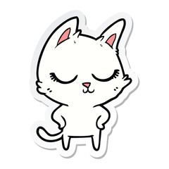 sticker of a calm cartoon cat