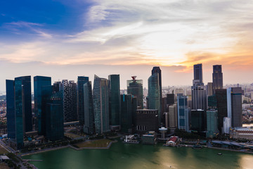 Singapore skyline city building snset sky cloud with Marina bay
