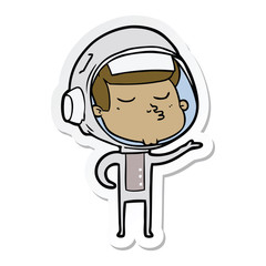 sticker of a cartoon confident astronaut