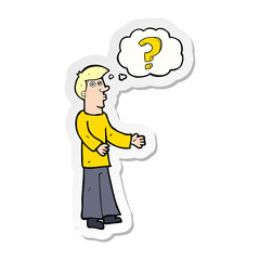 sticker of a cartoon man asking question