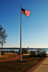 Flying Flag at Concord Point Lighthouse, Maryland, USA