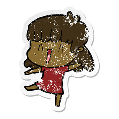 distressed sticker of a cartoon woman