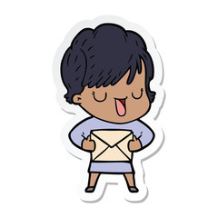 sticker of a cartoon woman talking