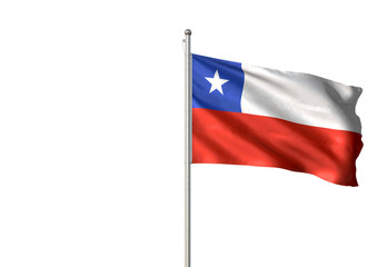 Chile flag waving isolated white background 3D illustration