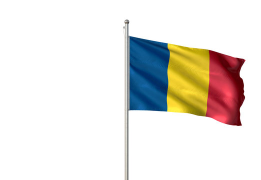 Chad flag waving isolated white background 3D illustration - Powered by Adobe