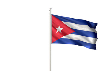 Cuba flag waving isolated white background 3D illustration