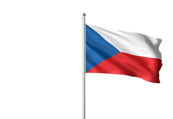 Czech Republic flag waving isolated white background 3D illustration