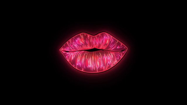 sexy woman's lips light up