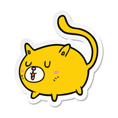 sticker of a cartoon happy cat