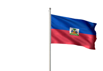 Haiti flag waving isolated white background 3D illustration