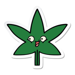 sticker of a cute cartoon marijuana leaf