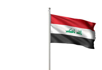 Iraq flag waving isolated white background 3D illustration