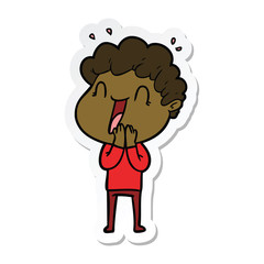 sticker of a cartoon happy man