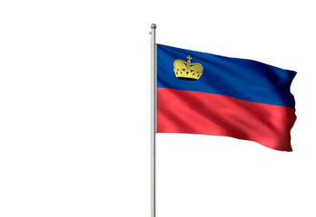 Liechtenstein flag waving isolated white background 3D illustration