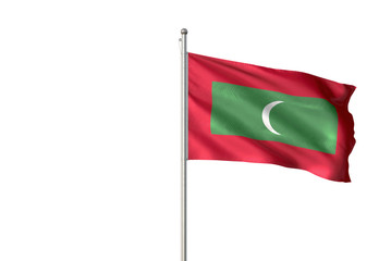 Maldives flag waving isolated white background 3D illustration