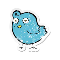 retro distressed sticker of a funny cartoon bird