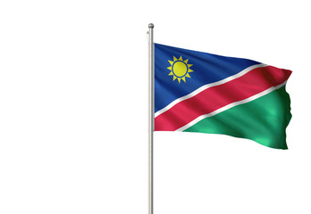 Fototapeta na wymiar Namibia flag waving isolated white background 3D illustration