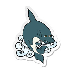 sticker of a funny cartoon shark