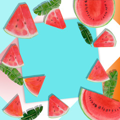 Summer time, Paintings bright fruit of watermelon.