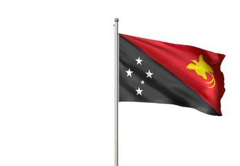 Papua New Guinea flag waving isolated white background 3D illustration