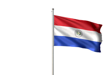 Paraguay flag waving isolated white background 3D illustration
