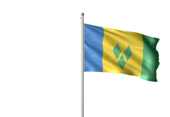 Saint Vincent and the Grenadines flag waving isolated white background
