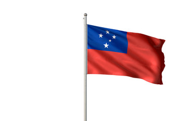 Samoa flag waving isolated white background 3D illustration