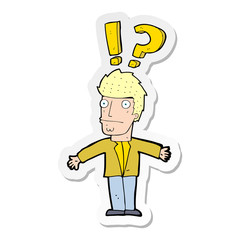 sticker of a cartoon confused man