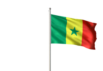 Senegal flag waving isolated white background 3D illustration