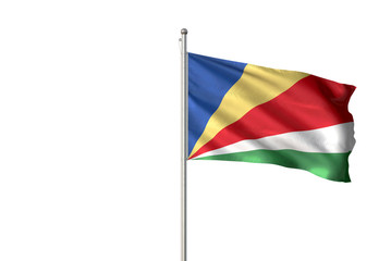Seychelles flag waving isolated white background 3D illustration