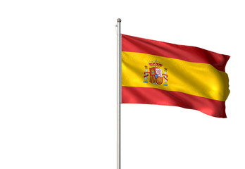 Spain flag waving isolated white background 3D illustration