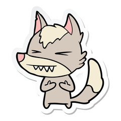 sticker of a angry wolf cartoon