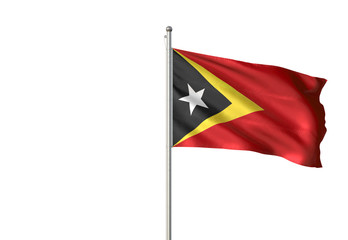 East Timor flag waving isolated white background 3D illustration