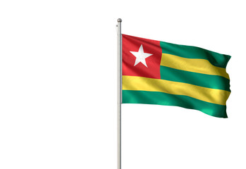Fototapeta na wymiar Togo flag waving isolated white background 3D illustration