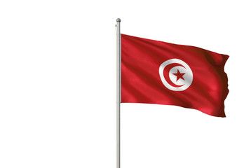 Tunisia flag waving isolated white background 3D illustration