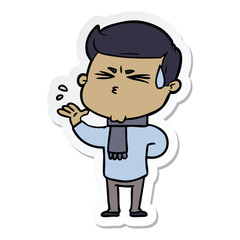 sticker of a cartoon man sweating