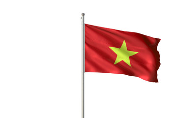Vietnam flag waving isolated white background 3D illustration