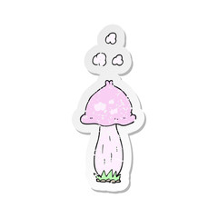 retro distressed sticker of a cartoon mushroom