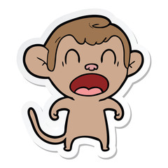 sticker of a shouting cartoon monkey