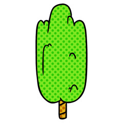 cartoon doodle single green tree
