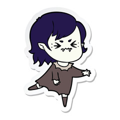 Obraz premium sticker of a annoyed cartoon vampire girl