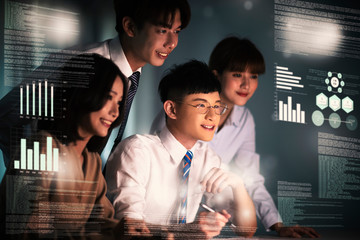 young business people working and communicating at the office
