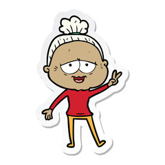 Obraz premium sticker of a cartoon happy old lady